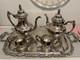 Vintage Oneida Silver Plate Coffee Tea Set Service 5 Pcs With Tray Footed Exc