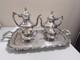 Vintage Oneida Silver Plate Coffee Tea Set Service 5 Pcs With Tray Footed Exc