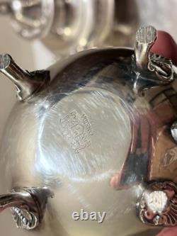 Vintage Oneida Silver Plate Coffee Tea Set Service 5 Pcs with Tray Footed EXC