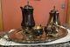 Vintage Oneida Silver Plate Coffee And Tea Pot Teapot Set With Serving Tray Set