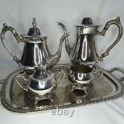 Vintage Oneida Silver Plated Tea Set Coffee Pot Teapot Sugar Bowl Milk Jug Tray