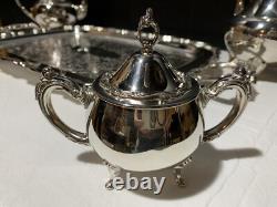 Vintage Oneida USA Silver Plate 5-piece Coffee/Tea Service Set with Tray