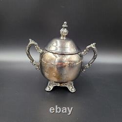 Vintage Ornate F B Rogers Silverplate 4 Piece Tea / Coffee Set with Footed Tray