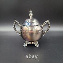 Vintage Ornate F B Rogers Silverplate 4 Piece Tea / Coffee Set with Footed Tray