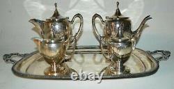 Vintage Paramount Miss Australia Coffee Tea Creamer & Sugar w Tray Silver Plate