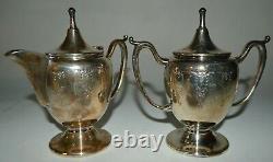 Vintage Paramount Miss Australia Coffee Tea Creamer & Sugar w Tray Silver Plate