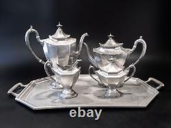 Vintage Pewter Coffee Tea Set Service With Tray Reed Barton Sierra 3690