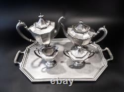 Vintage Pewter Coffee Tea Set Service With Tray Reed Barton Sierra 3690