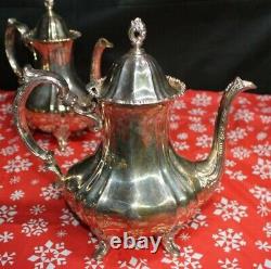 Vintage Poole Silver Plate Lancaster Rose ECPA 400 Tea & Coffee 4pc Service Set