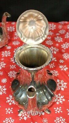 Vintage Poole Silver Plate Lancaster Rose ECPA 400 Tea & Coffee 4pc Service Set