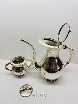 Vintage Rare Japanese Silver Plate Coffee/Tea Pot With Lidded Sugar Bowl