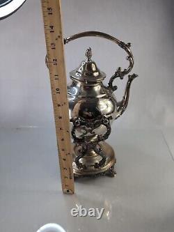 Vintage Rare Spring Flower Wm Rogers & Son Silver-plate Tilting Teapot. Pics