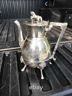 Vintage Rare Webster Mfg. Co Horse Finial Triple Plate Tea Coffee Pot