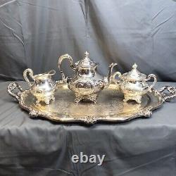 Vintage Reed & Barton 5600c Hand Chased Regent Tea & Coffee Serving Set with Tray