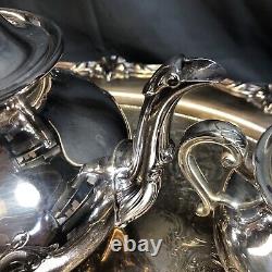 Vintage Reed & Barton 5600c Hand Chased Regent Tea & Coffee Serving Set with Tray