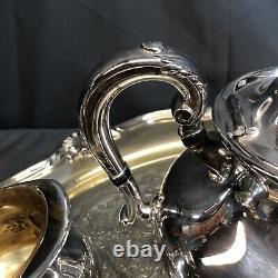 Vintage Reed & Barton 5600c Hand Chased Regent Tea & Coffee Serving Set with Tray