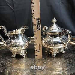 Vintage Reed & Barton 5600c Hand Chased Regent Tea & Coffee Serving Set with Tray