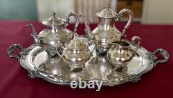 Vintage Reed & Barton Silverplate REGENT 5600 Coffee Tea Set 4 Pieces Plus Tray