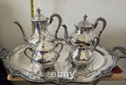 Vintage Reed & Barton Silverplate REGENT 5600 Coffee Tea Set 4 Pieces Plus Tray