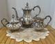 Vintage Reed Barton Victorian 3 Pc Silverplate Tea Service Teapot Creamer Sugar