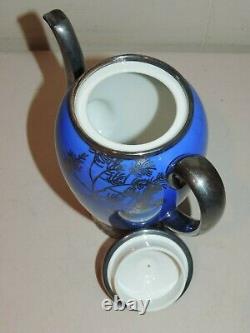 Vintage Rosenthal Royal Blue Silver Overlay 15 Piece Tea Demitasse Set Aida Mark