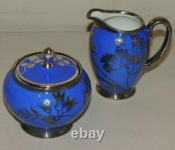 Vintage Rosenthal Royal Blue Silver Overlay 15 Piece Tea Demitasse Set Aida Mark