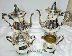 Vintage Royal Rose By Wallace Cream & Sugar & Tea Pot Silverplate Silver Plate