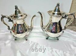 Vintage Royal Rose By Wallace Cream & Sugar & Tea Pot Silverplate Silver Plate