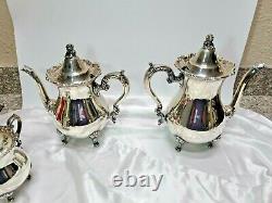 Vintage Royal Rose By Wallace Cream & Sugar & Tea Pot Silverplate Silver Plate