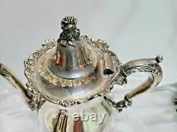 Vintage Royal Rose By Wallace Cream & Sugar & Tea Pot Silverplate Silver Plate