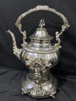 Vintage Royal Silver Plate Teapot on Tilting Stand with Burner