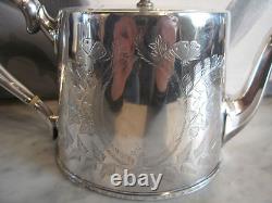 Vintage Semi Antique Silver Plated 3 Piece Tea Set with Floral Decoration
