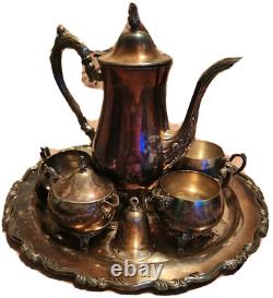 Vintage Set of Eight Georgian Style Oneida Tea Set Silver Plate With Timer