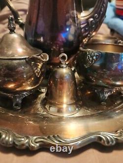 Vintage Set of Eight Georgian Style Oneida Tea Set Silver Plate With Timer