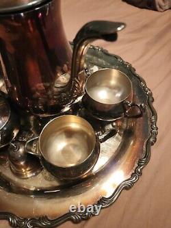 Vintage Set of Eight Georgian Style Oneida Tea Set Silver Plate With Timer