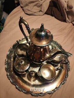 Vintage Set of Eight Georgian Style Oneida Tea Set Silver Plate With Timer