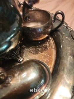 Vintage Set of Eight Georgian Style Oneida Tea Set Silver Plate With Timer