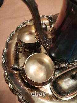 Vintage Set of Eight Georgian Style Oneida Tea Set Silver Plate With Timer