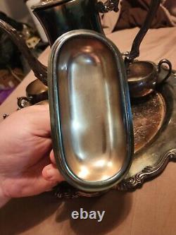 Vintage Set of Eight Georgian Style Oneida Tea Set Silver Plate With Timer