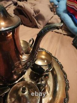 Vintage Set of Eight Georgian Style Oneida Tea Set Silver Plate With Timer