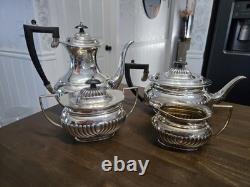 Vintage Sheffield England Silverplate Cheltenham Fluted Coffee Tea Set 5 Pieces