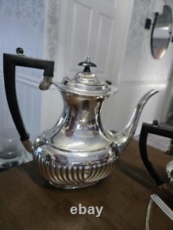 Vintage Sheffield England Silverplate Cheltenham Fluted Coffee Tea Set 5 Pieces