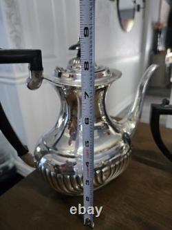 Vintage Sheffield England Silverplate Cheltenham Fluted Coffee Tea Set 5 Pieces