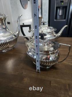Vintage Sheffield England Silverplate Cheltenham Fluted Coffee Tea Set 5 Pieces