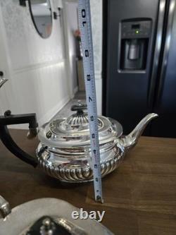 Vintage Sheffield England Silverplate Cheltenham Fluted Coffee Tea Set 5 Pieces