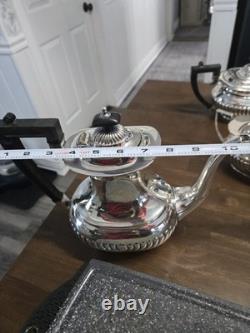 Vintage Sheffield England Silverplate Cheltenham Fluted Coffee Tea Set 5 Pieces