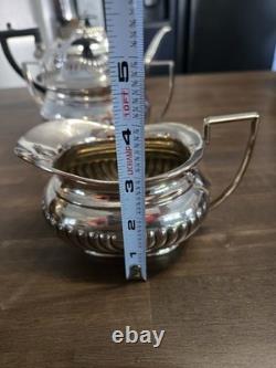 Vintage Sheffield England Silverplate Cheltenham Fluted Coffee Tea Set 5 Pieces