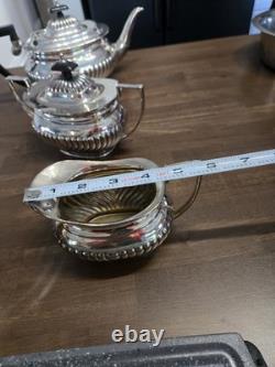 Vintage Sheffield England Silverplate Cheltenham Fluted Coffee Tea Set 5 Pieces