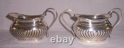 Vintage Sheffield Silver Alpha Plate Coffee Tea Creamer Sugar Set Art Deco Style