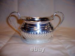 Vintage Sheffield Silver Alpha Plate Coffee Tea Creamer Sugar Set Art Deco Style
